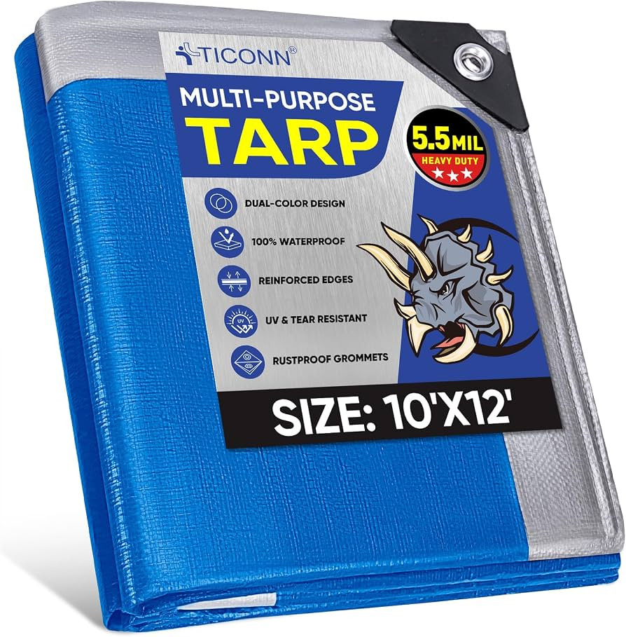 TICONN Heavy Duty Tarp Cover, Extra Thick Tarps Waterproof Tear and Rip Proof UV Resistant Tarpau... | Amazon (US)