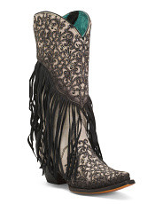 Made In Mexico Leather Western Boots With Overlay And Fringes | Women's Shoes | Marshalls | Marshalls