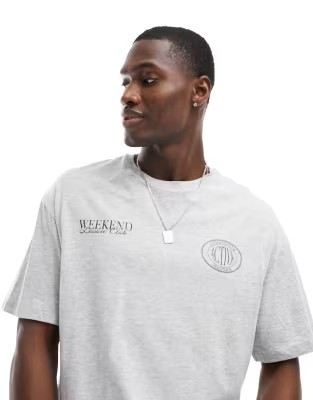 Jack & Jones oversized t-shirt with weekend print in gray heather | ASOS (Global)