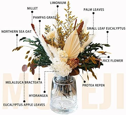 MUYEJI Natural Dried Flower Bouquet Mix Bouquet | Protea Repens, Hydrangea, Eucalyptus, Palm, Mil... | Amazon (US)