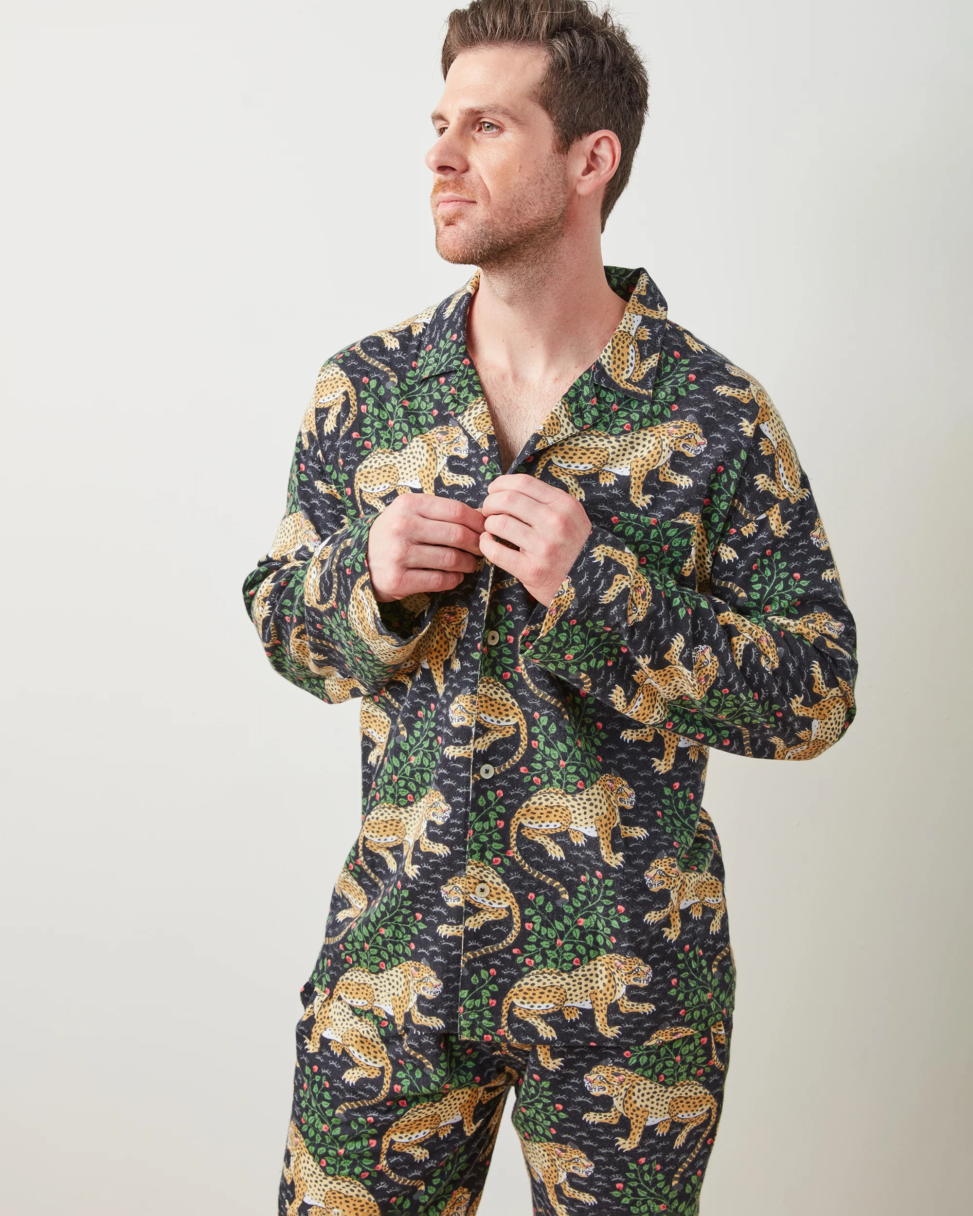 Bagheera - Men's Lightweight Flannel Long PJ Set - Ink | Printfresh