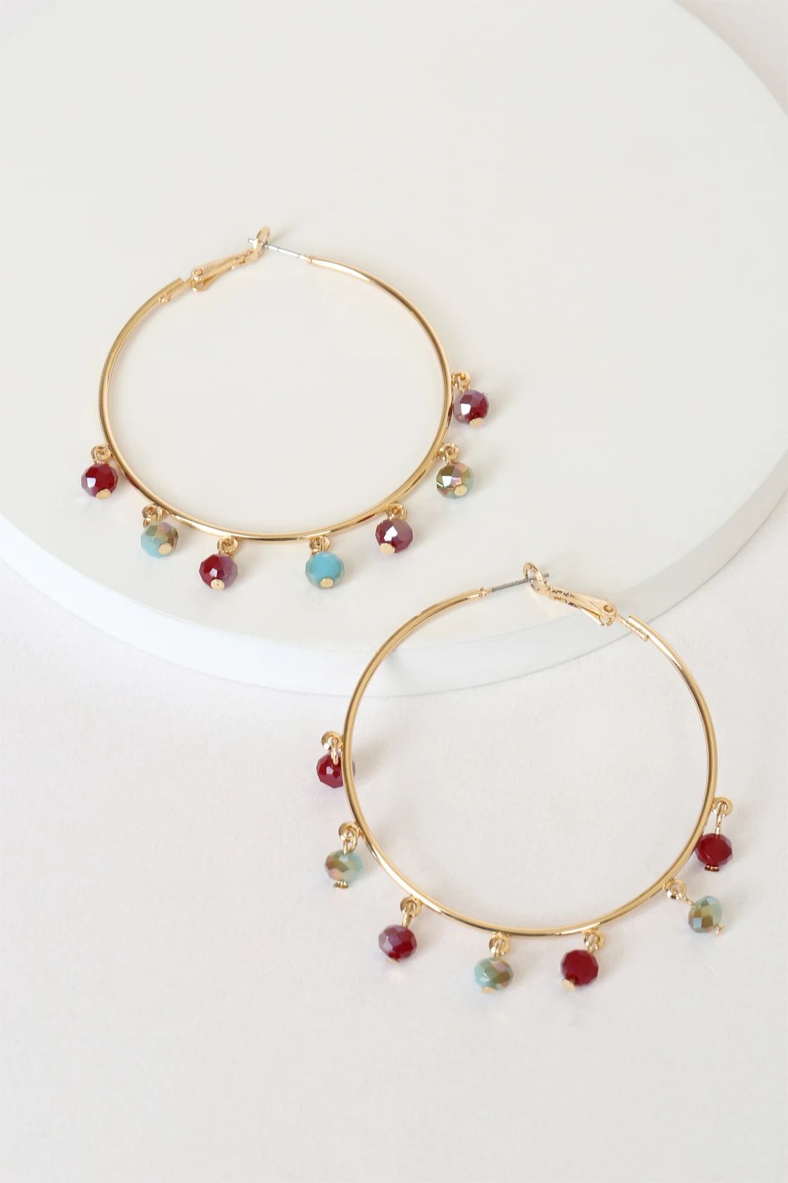 Bead Between the Lines Gold Multi Beaded Hoop Earrings | Lulus (US)