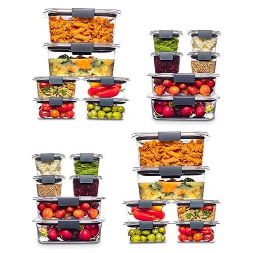 Rubbermaid Brilliance Food Storage Containers Plastic Containers with Lids BPA Free, Leak Proof Food Container, Clear, Two sets of 24 (48 pieces total) | Amazon (US)