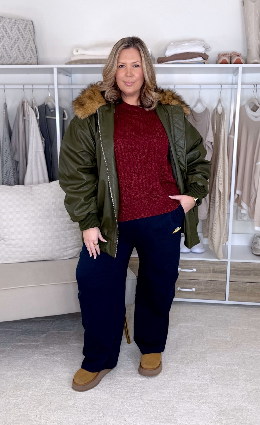 Wearing a 2X in the sweater and sweats, coat is a 1X!

Plus size fashion, winter outfit ideas, holiday fashion, ootd, trendy fashionn

#LTKMidsize #LTKPlusSize #LTKHoliday