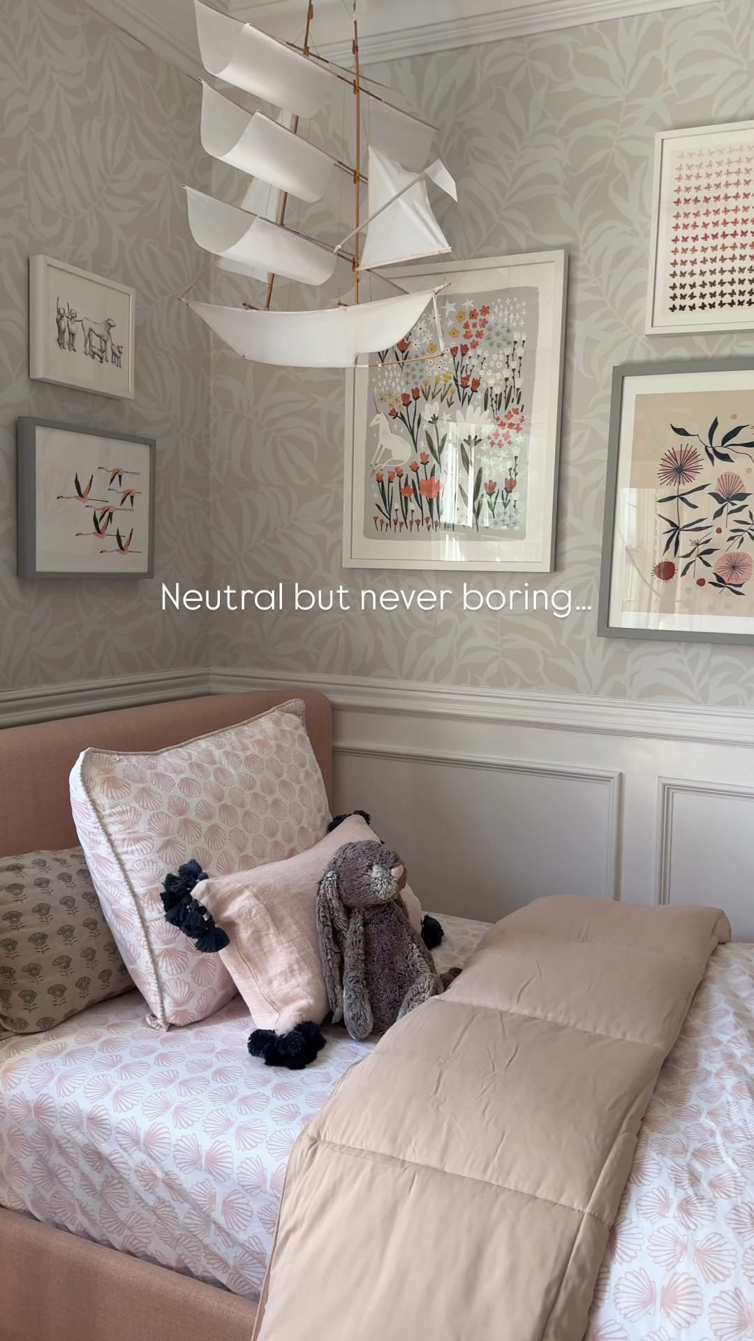 You can design a room that feels neutral and calming but still special, whimsical and fun. I installed peel-and-stick wallpaper and then layered in a gallery wall that represents all of the things that my daughter loves 🩶 cozy furniture, accessories and bedding make the room feel complete!

#LTKKids #LTKHome #LTKmomlife