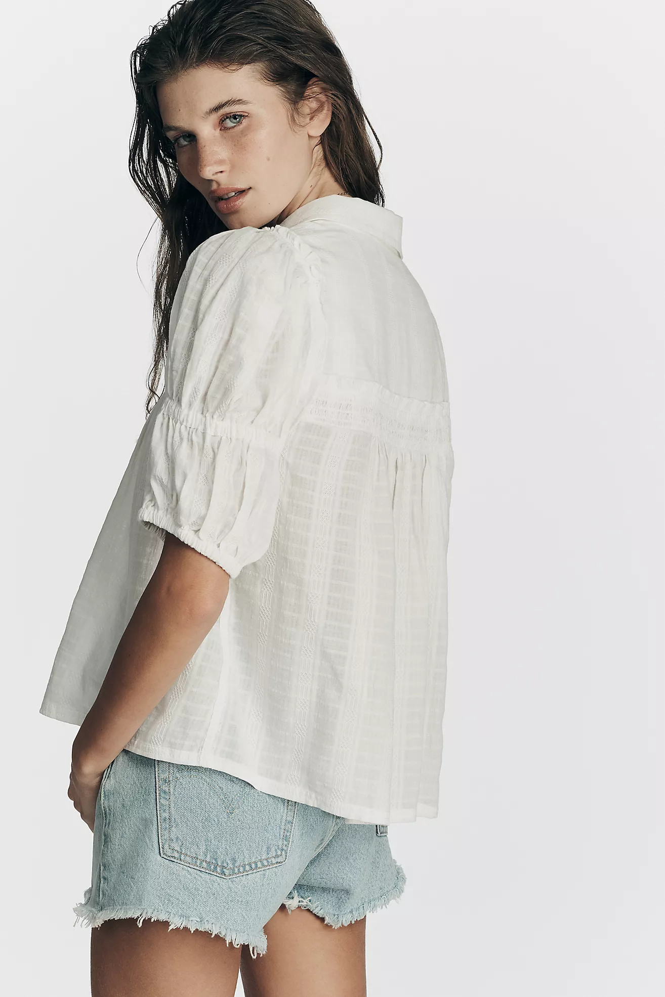 Everlyn Puff-Sleeve Swing Blouse by Pilcro | Anthropologie (US)