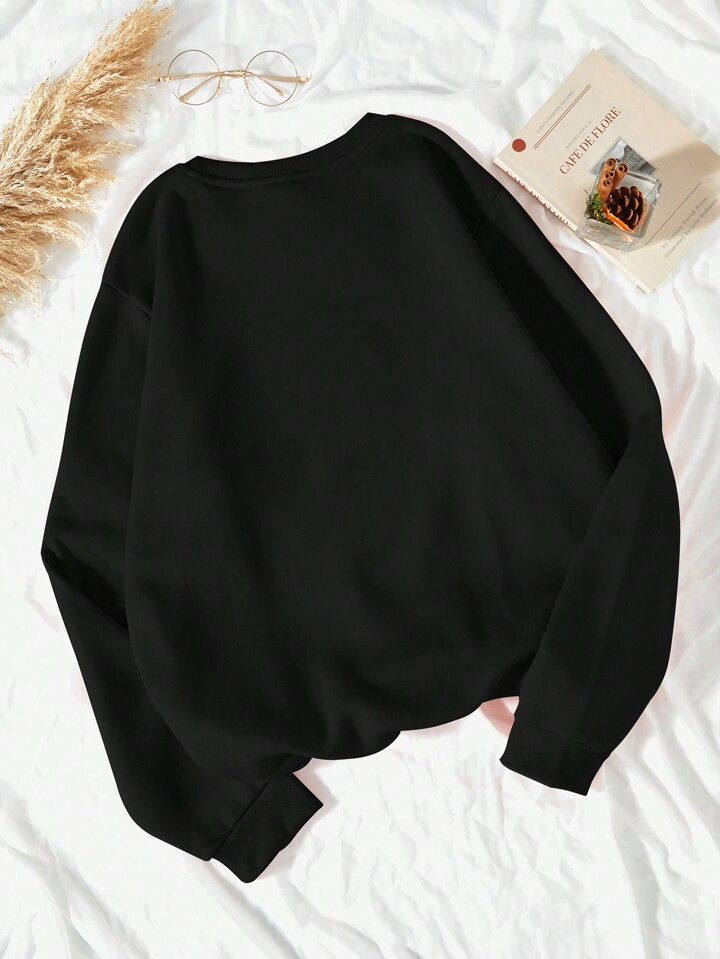 Pencil And Slogan Graphic Thermal Lined Sweatshirt | SHEIN