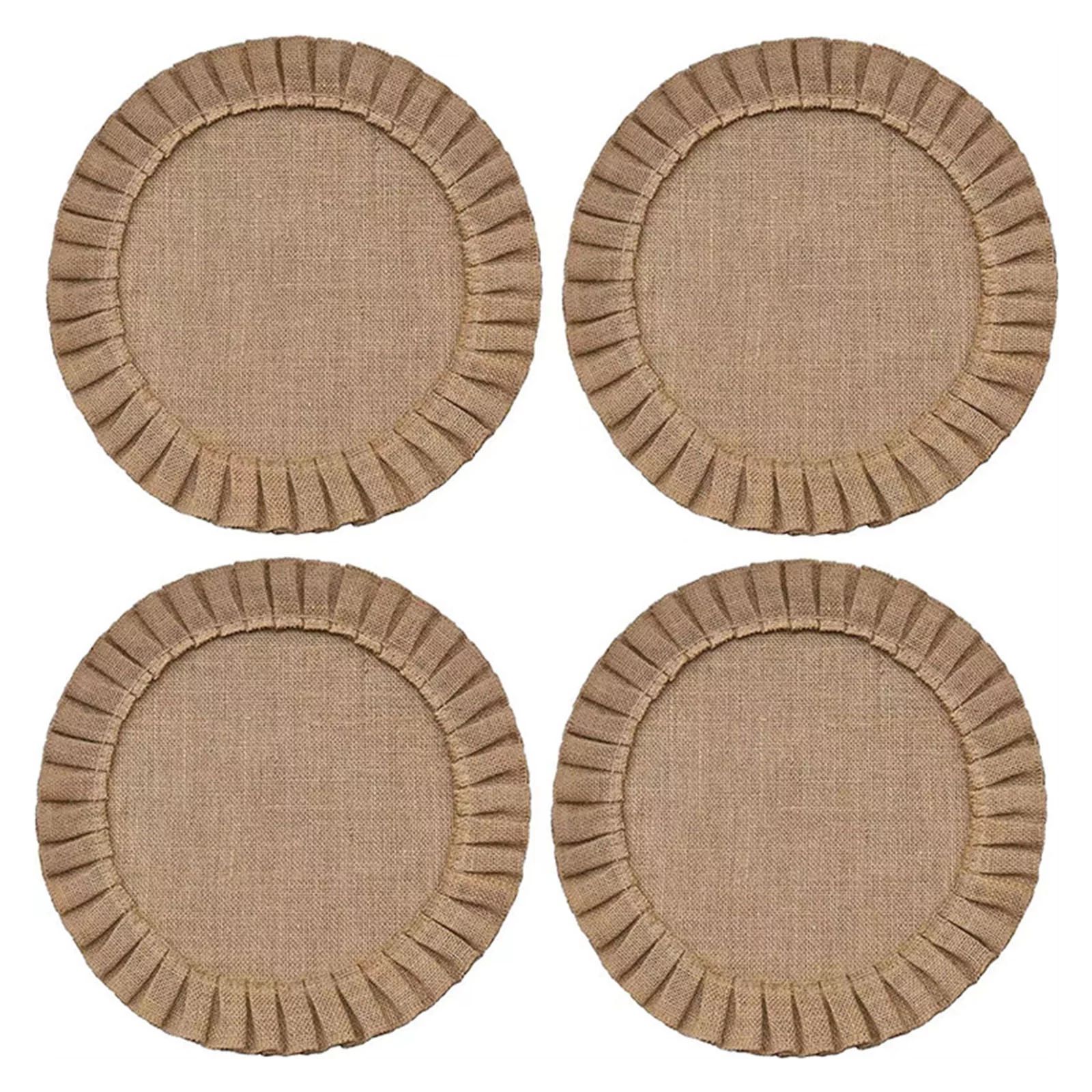 Zexumo Burlap Round Braided Placemats Set of 4 for Dining Tables 15 Inch Heat Resistant Jute Tabl... | Walmart (US)