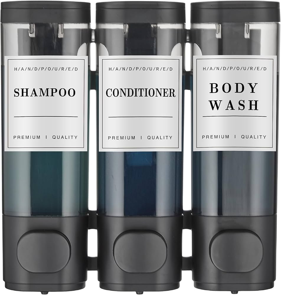 Shampoo and Conditioner Dispenser,Shower Soap Dispenser 3 Chamber No Drill Wall-Mounted Shampoo D... | Amazon (US)