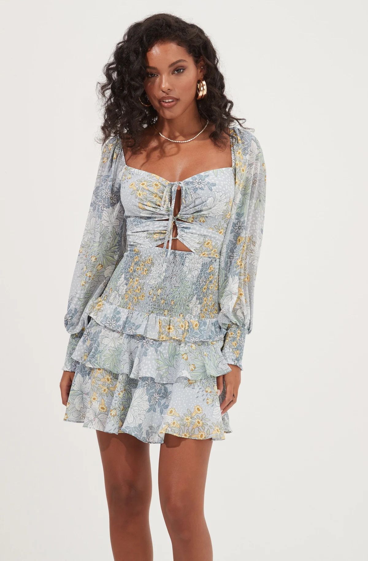 Marietta Floral Cinched Bust Cutout Mini Dress | ASTR The Label (US)