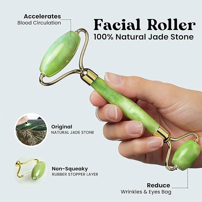 ROSELYNBOUTIQUE Jade Face Roller Gua Sha Facial Tools - Face Massager Guasha Skin Care Tool for M... | Amazon (US)
