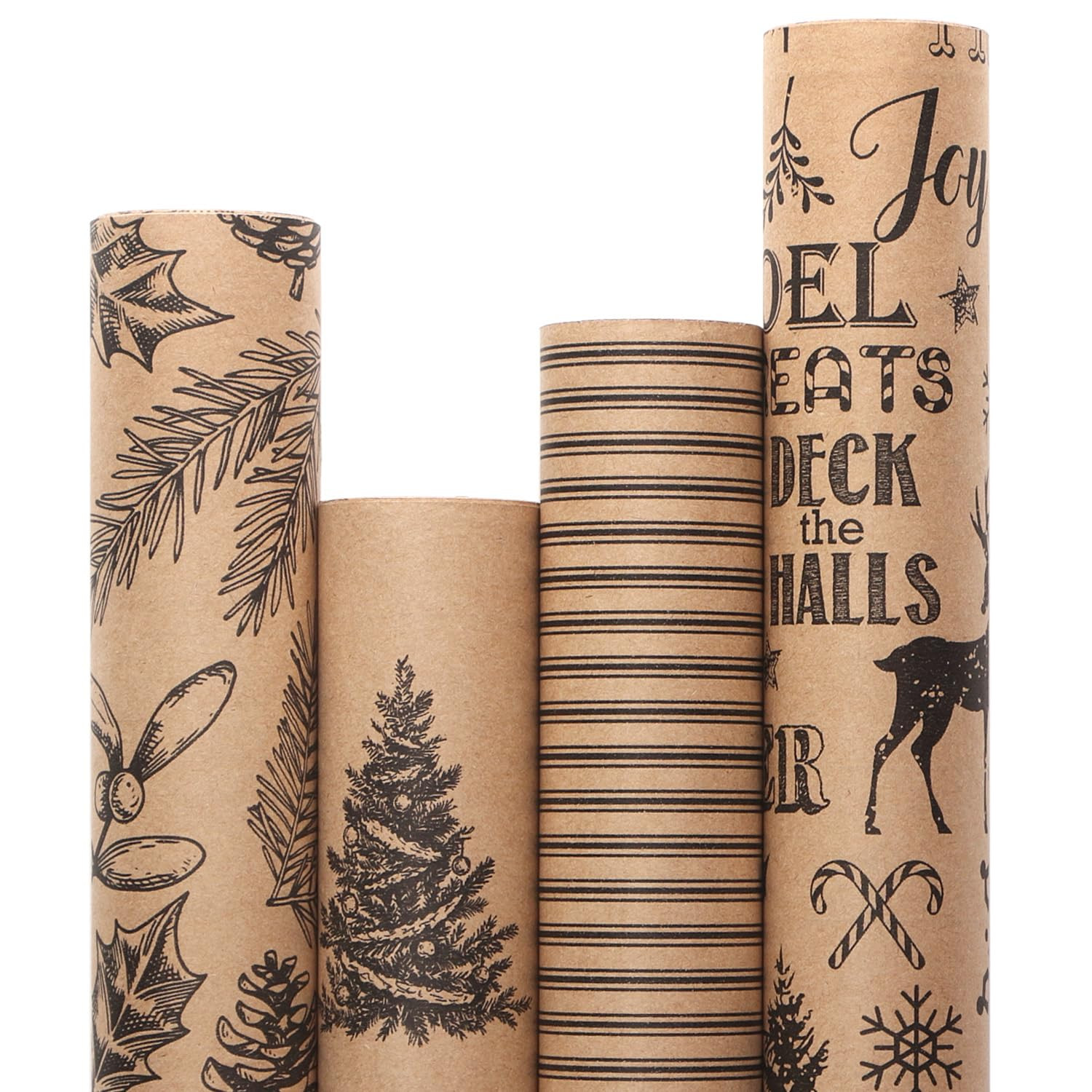 Ribbli Christmas Wrapping Paper, Vintage Christmas Style, 30 inch x 120 inch(10ft) Per Roll, Tota... | Amazon (US)