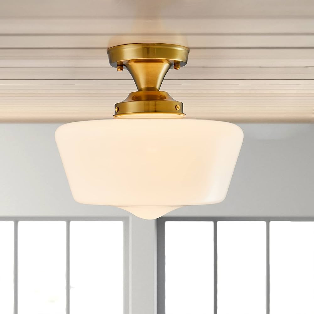 youngrender Schoolhouse Light Fixture Modern Gold Ceiling Light,Semi Flush Mount Ceiling Light,12... | Amazon (US)