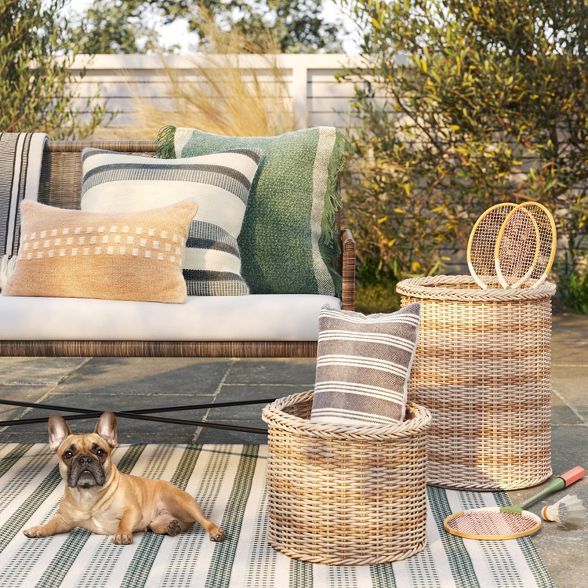 Tapered Outdoor Variegated Manmade Rattan Decorative Basket - Threshold™ designed with Studio M... | Target