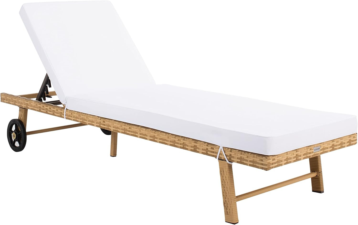 Safavieh Outdoor Collection Joella Natural/White Sunlounger with Wheels PAT7712D | Amazon (US)