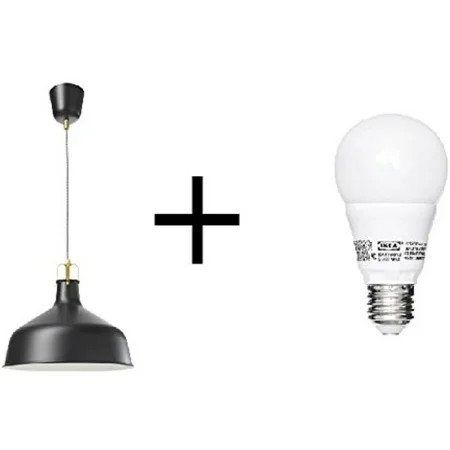 Ikea Pendant lamp, black and Ikea LED bulb E26 400 lumen, dimmable, globe opal | Walmart (US)