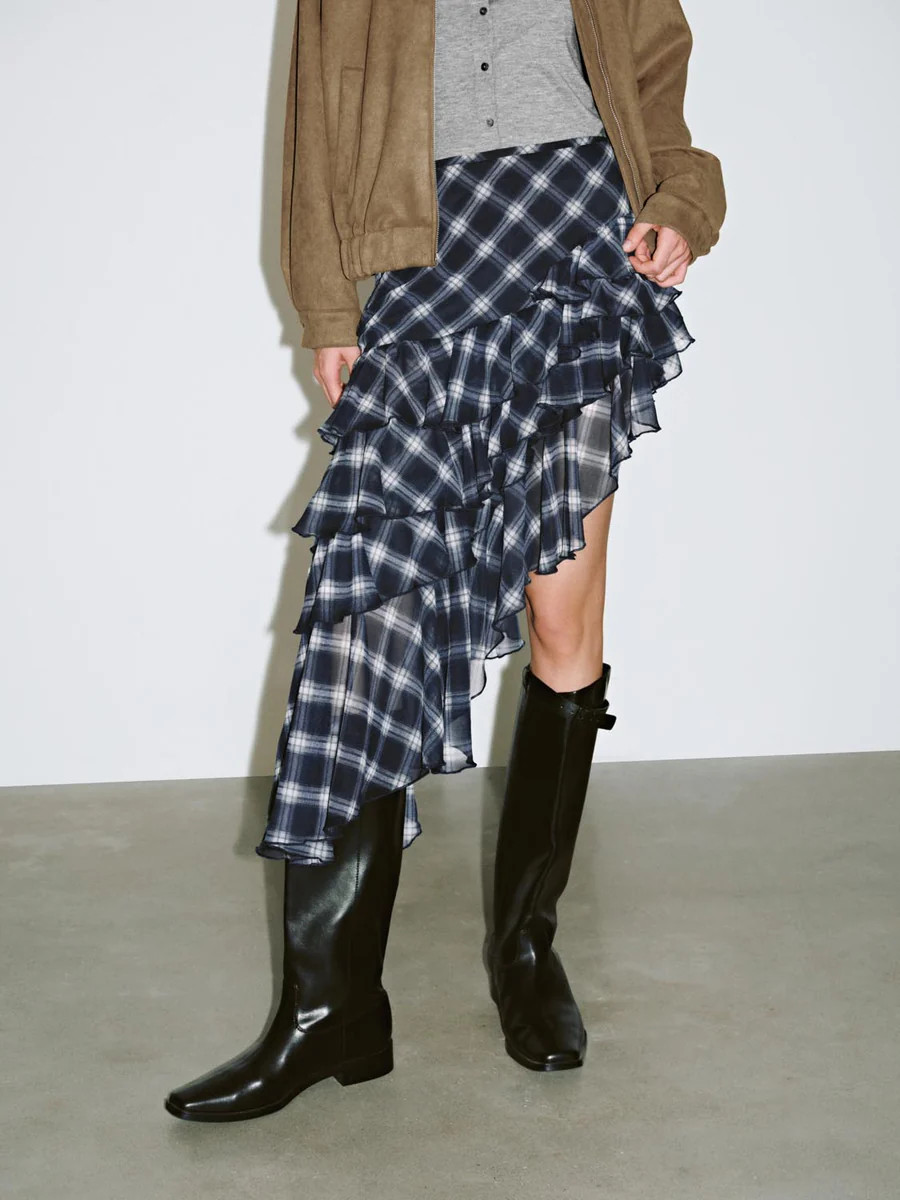 Irregular Hem Tiered Plaid Skirts | Urban Revivo