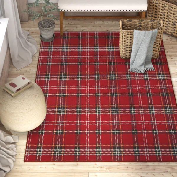 Hankinson Prague Plaid Red Area Rug | Wayfair North America