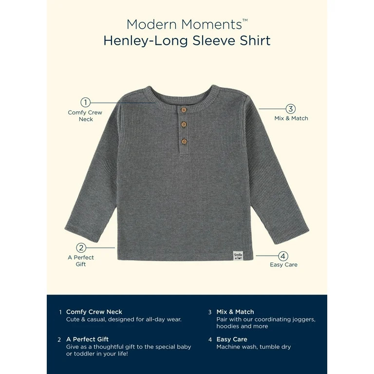 Modern Moments by Gerber Baby & Toddler Boy Long-Sleeve Casual Waffle Henley T-Shirts 2-Pack, 12M... | Walmart (US)