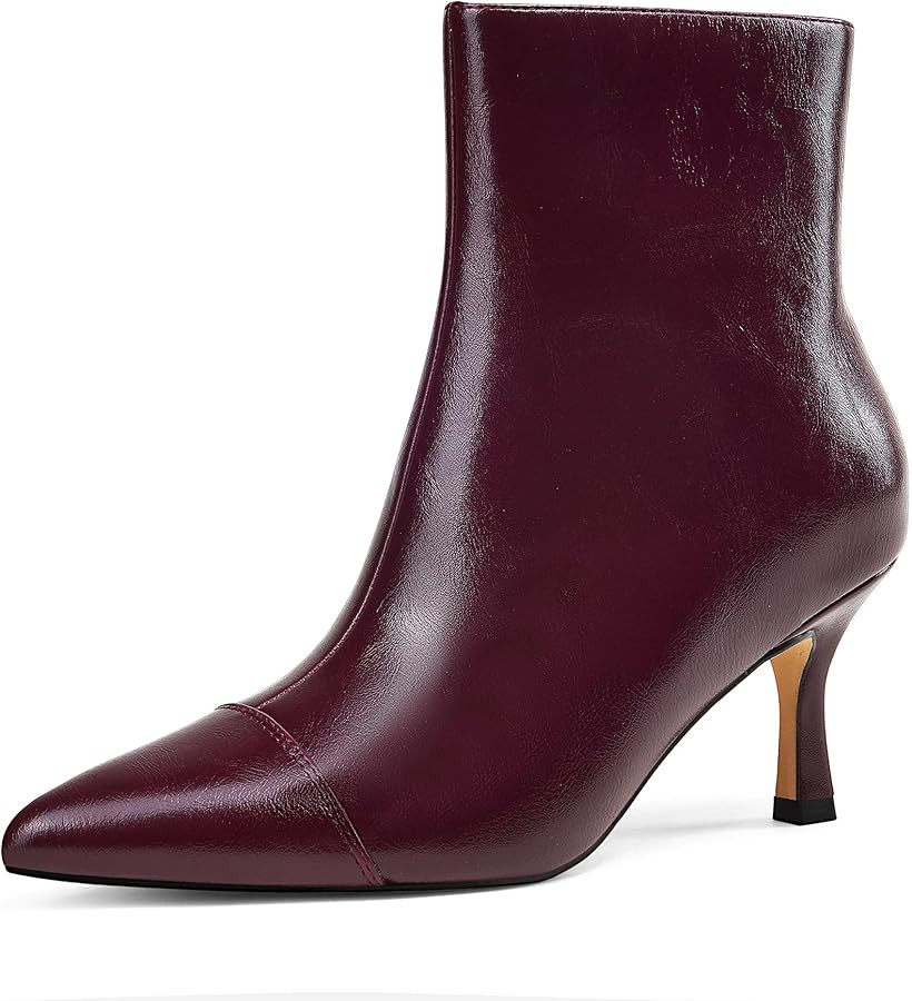 Elisabet Tang Ankle Boots Booties for Women Pointed Toe 3 Inches Heel Dress Comfy with Side Zippe... | Amazon (US)