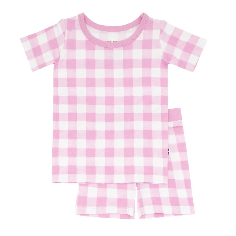 Pink Gingham Two-Piece Short Sleeve & Shorts Pajama Set | Little Sleepies