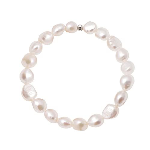 Cultured Freshwater Baroque Pearl Stretch Bracelet 8-9MM, Natural White Color | Amazon (US)