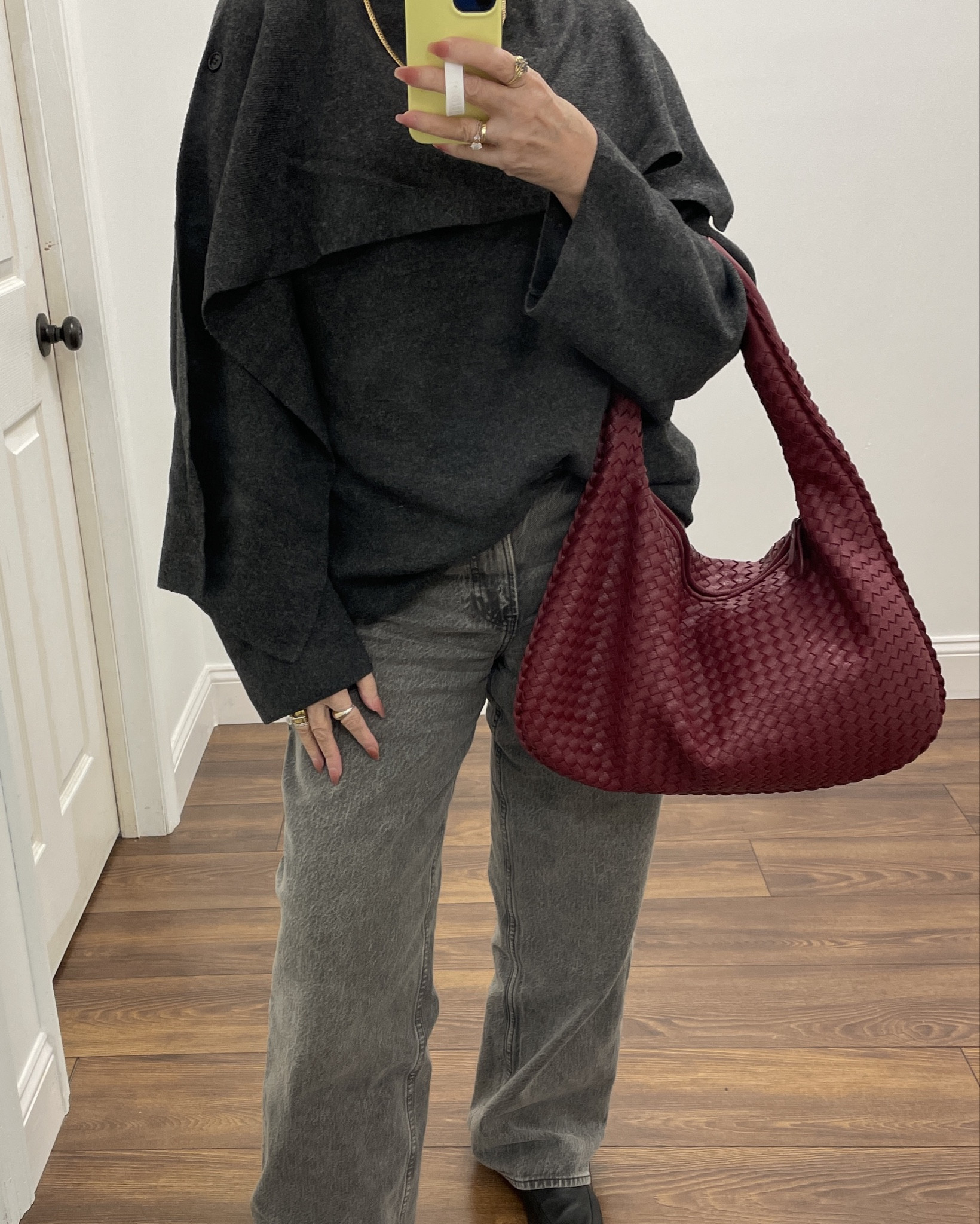 A casual Christmas look in my favorite way — monochrome grey with a rich pop of burgundy. Cozy, chic, and effortless for the holiday rush.✨
Follow me here + on LTK for more timeless holiday outfits and gift-ready style inspo.”

#ChristmasStyle #HolidayOutfitInspo #WinterNeutrals #QuietLuxuryFashion #GreyMonochrome #BurgundyBag #ChicOver50 #MidlifeStyle #AgelessFashion #EverydayElegance #LTKHoliday #LTKStyle #HolidayOOTD #WomenOver50Fashion

#LTKCyberWeek #LTKGiftGuide #LTKdayinmylife