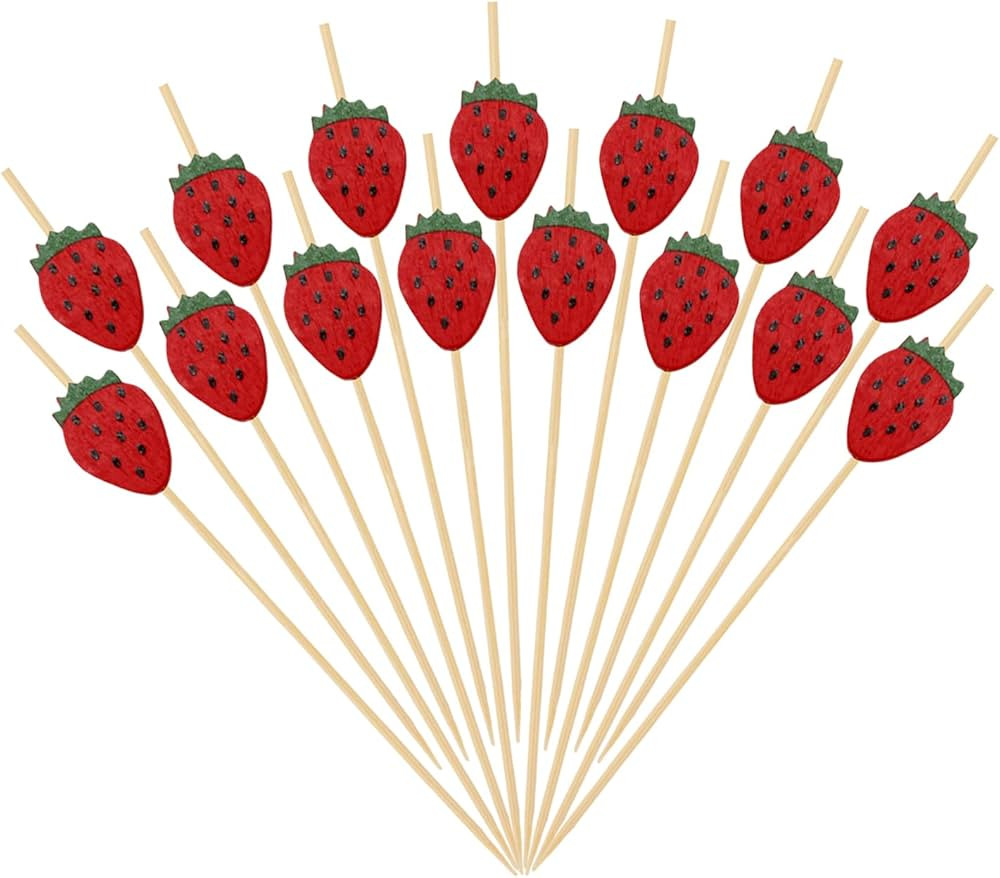 Honbay 100PCS Bamboo Strawberry Cocktail Picks Toothpicks Funny Fruit Sticks Sandwich Appetizer S... | Amazon (US)