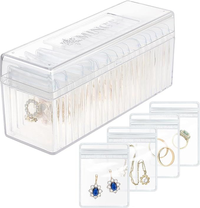 Acrylic Jewelry Box Organizer, Clear Jewelry Organizer Holder with 20 Portable Anti Tarnish Jewel... | Amazon (US)