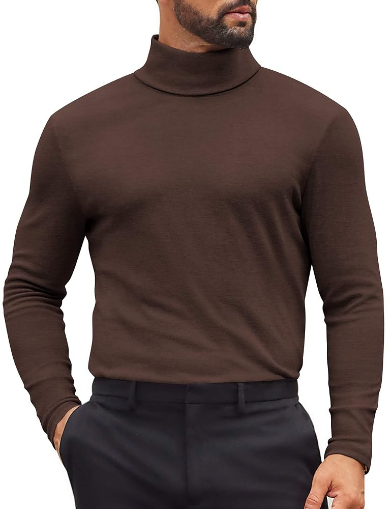 COOFANDY Mens Turtleneck Shirts Slim Fit Shirt Tops Lightweight Pullover Thermal Sweater Casual L... | Amazon (US)