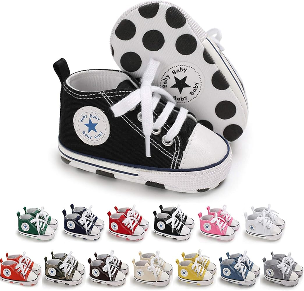Tutoo Unisex Baby Boys Girls High Top Sneaker Soft Anti-Slip Sole Newborn Infant First Walkers Ca... | Amazon (US)