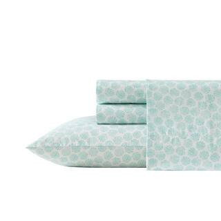 Margate Shells Blue 3-Piece Percale Cotton Twin Sheet Set | The Home Depot