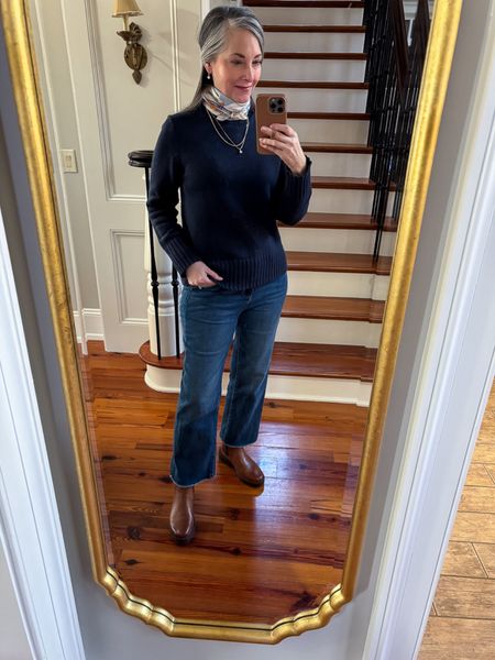 This J Crew cotton mock turtleneck sweater is perfect for fall through early spring! Run because it’s on sale. I’m wearing a small. Runs slightly big. If you want oversized, order true size. These Born boots are everything! True to size, light and comfy. 

#LTKstyletip #LTKover40 #LTKSeasonal