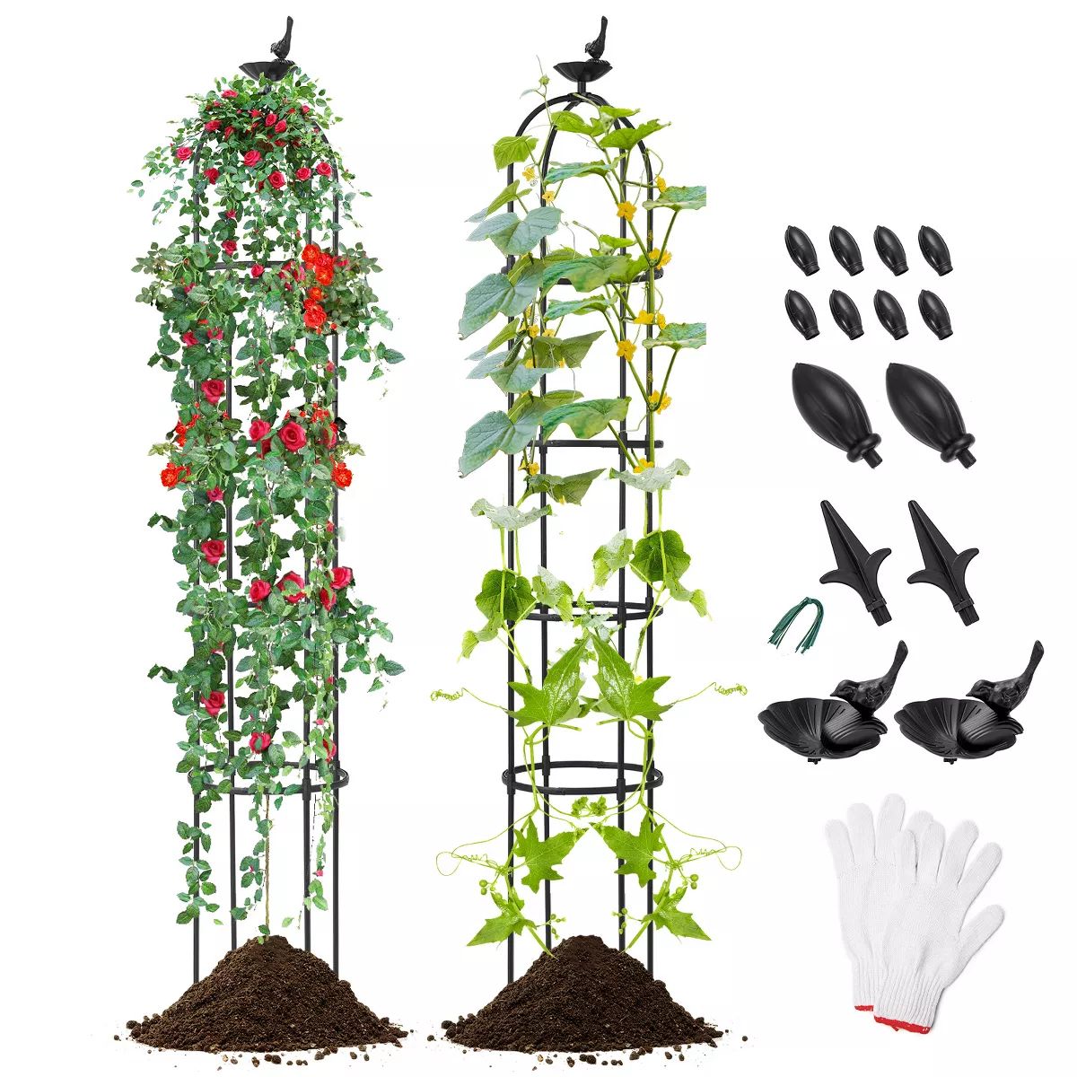 Tangkula 2PCS Garden Trellis for Climbing Plants 69” Tall Rustproof Metal Tower Trellis w/ Adju... | Target
