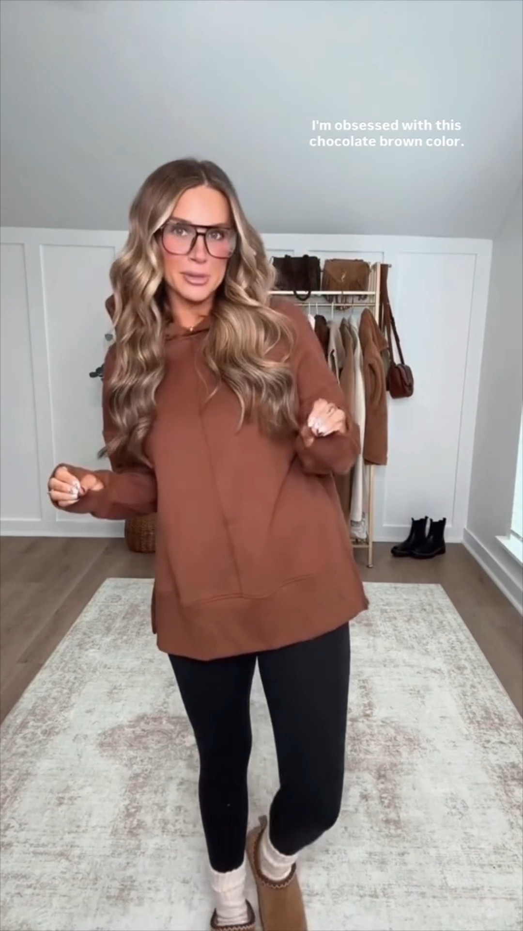 This is my go-to oversized sweatshirt for leggings season!! It’s perfectly oversized, has side slits, thumb holes and a hood! Pair this perfect chocolate brown oversized hoodie with the softest leggings and look for less slippers for a cozy and easy outfit.  

 #LTKootd #LTKmomlife #LTKFindsUnder50