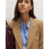 M&S Collection Women's Twill Tailored Cinched Waist Blazer - 12 - Camel, Camel | Marks & Spencer (UK)