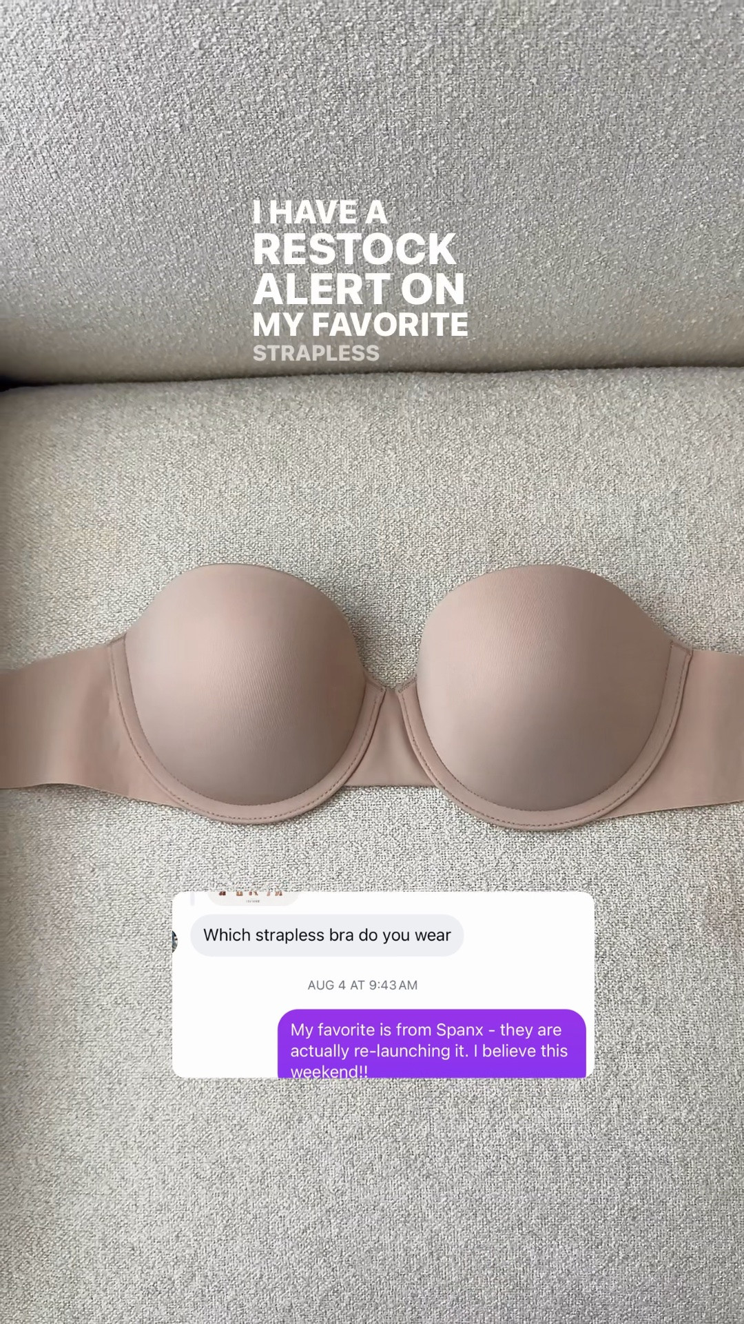 I love this strapless bra with gripping on the sides so it won’t slip down! TTS for me. Has some lift! Code LISAMARIEXSPANX on first time purchases.

#LTKootd #LTKgrwm #LTKmorningroutine