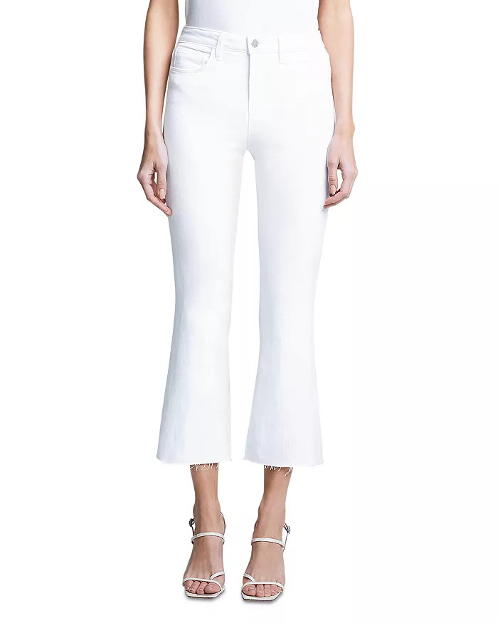 Kendra High Rise Crop Flare Jeans in Blanc | Bloomingdale's (US)
