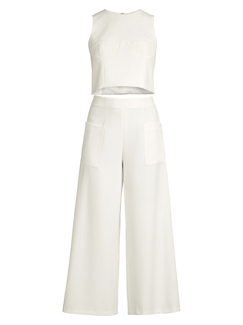 Black Halo Nia Sleeveless Crop Top & Crop Wide-Leg Pants Set | Saks Fifth Avenue