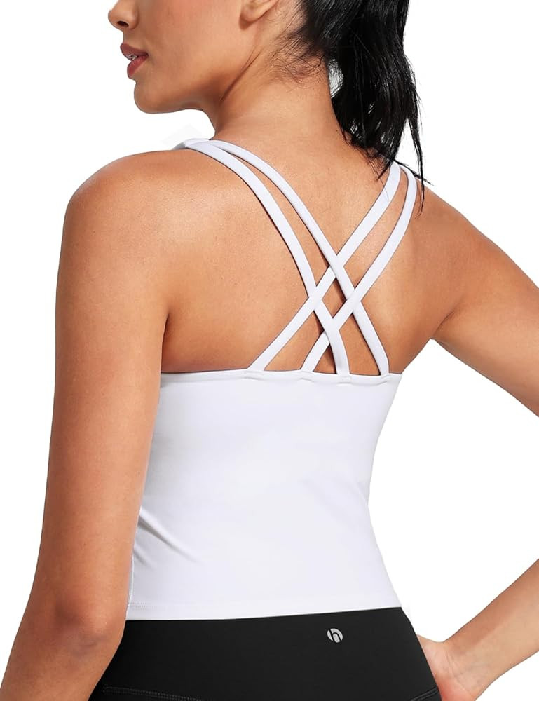 HeyNuts Zeal Bras for Women, Longline Medium Impact Crop Tank Bras Wirefree Sports Tops with Remo... | Amazon (US)