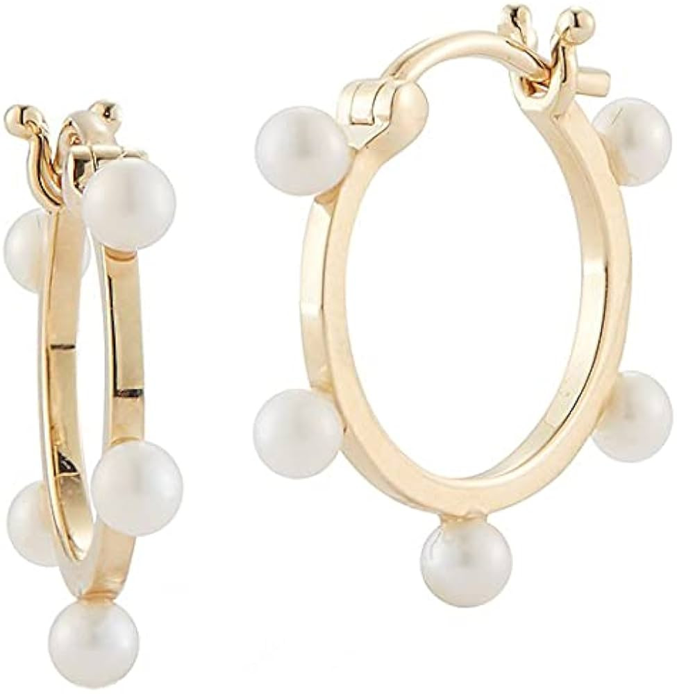Amazon.com: Mateo New York, Small Pearl Dots Hoop : Luxury Stores | Amazon (US)
