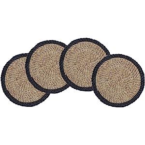 Eshow Round Woven Placemats for Dining Table, Set of 4 Handmade Straw Table Mat 13'' | Amazon (US)