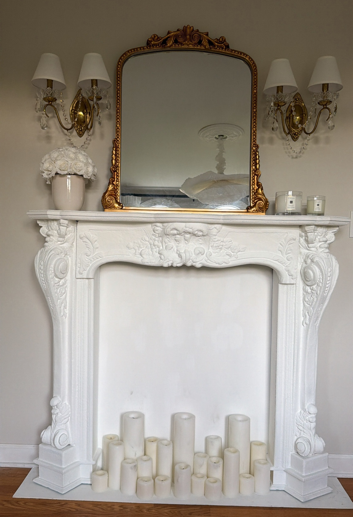 Crystal wall sconces with shades, fireplace, brass mirror, bedroom, office, living room, French, Parisian style, modern.

#LTKSaleAlert #LTKHome