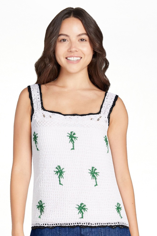 Free Assembly Women's Embroidered Square Neck Cotton Tank Top, Sizes XS-XXL | Walmart (US)