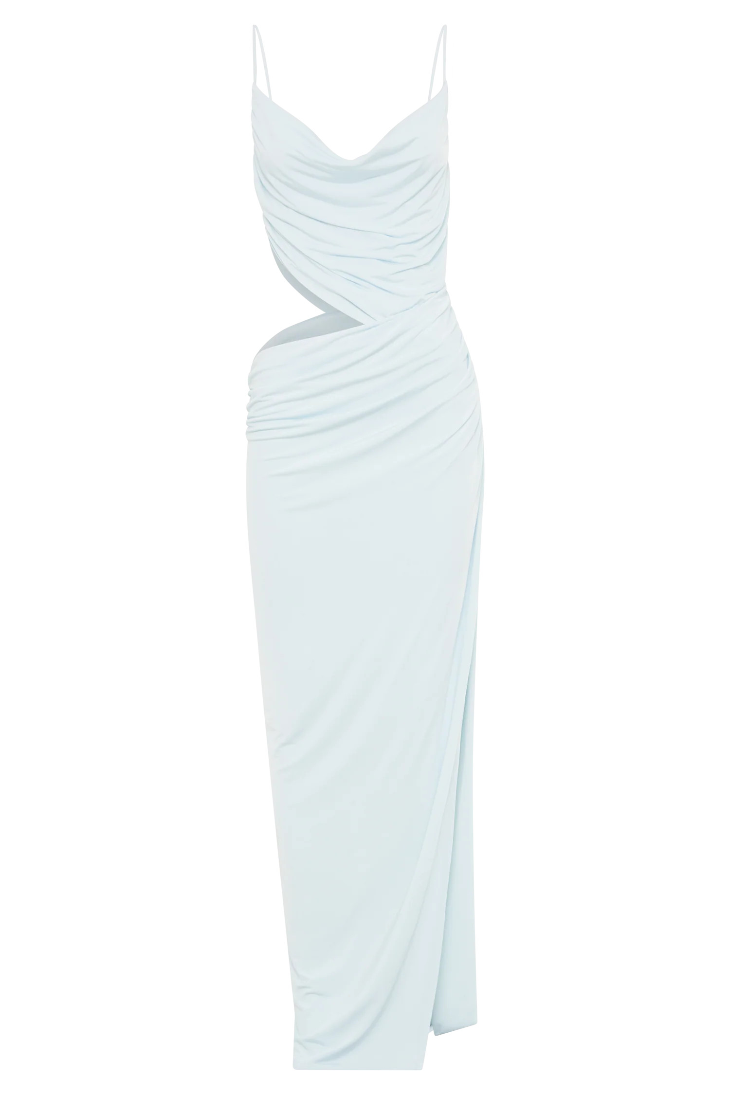 Jemma Draped Slinky Maxi Dress - Sky Blue | MESHKI US