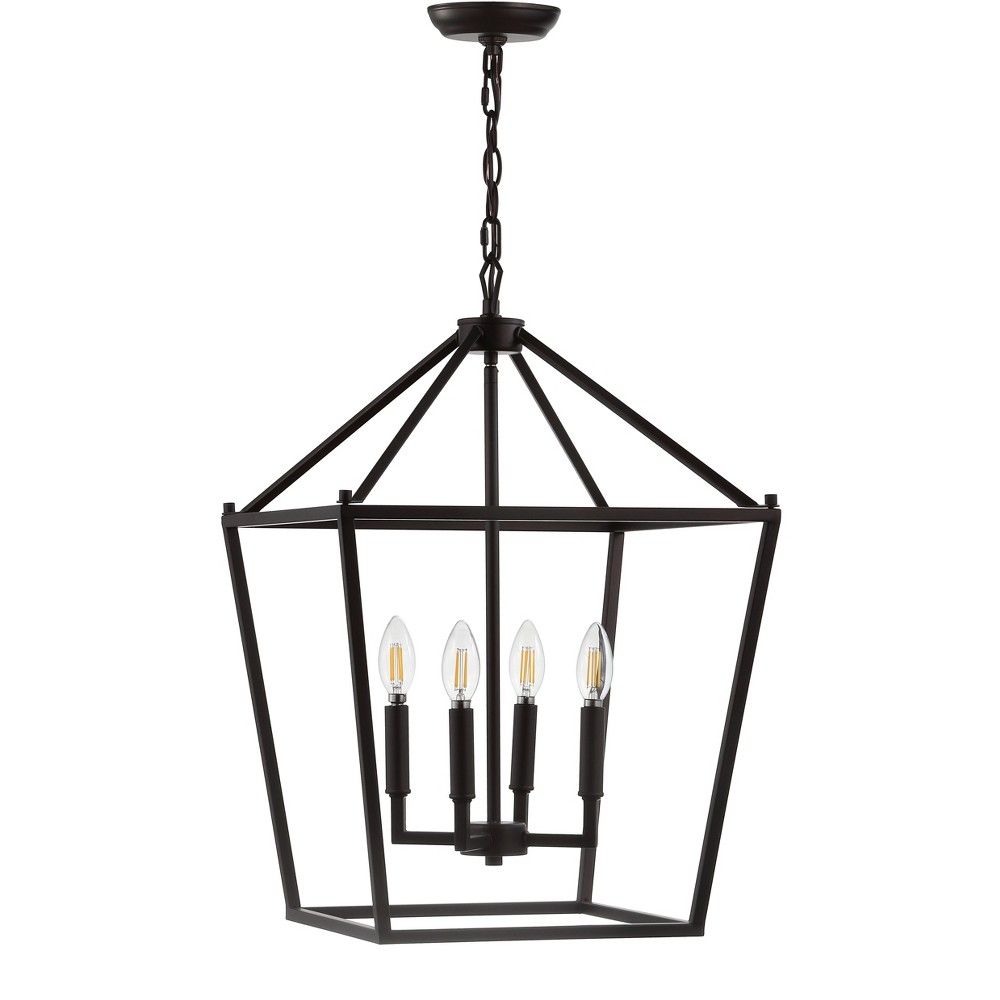 16"" Pagoda 4 Bulb Lantern Metal LED Pendant Black - JONATHAN Y | Target