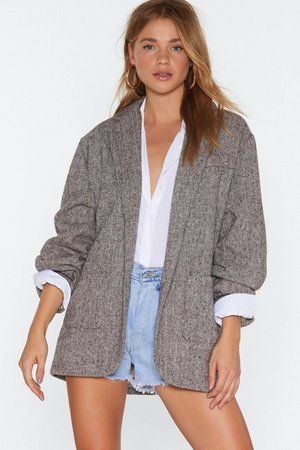Brown Oversized Blazer with Button Detailing at Cuffs | NastyGal (US & CA)