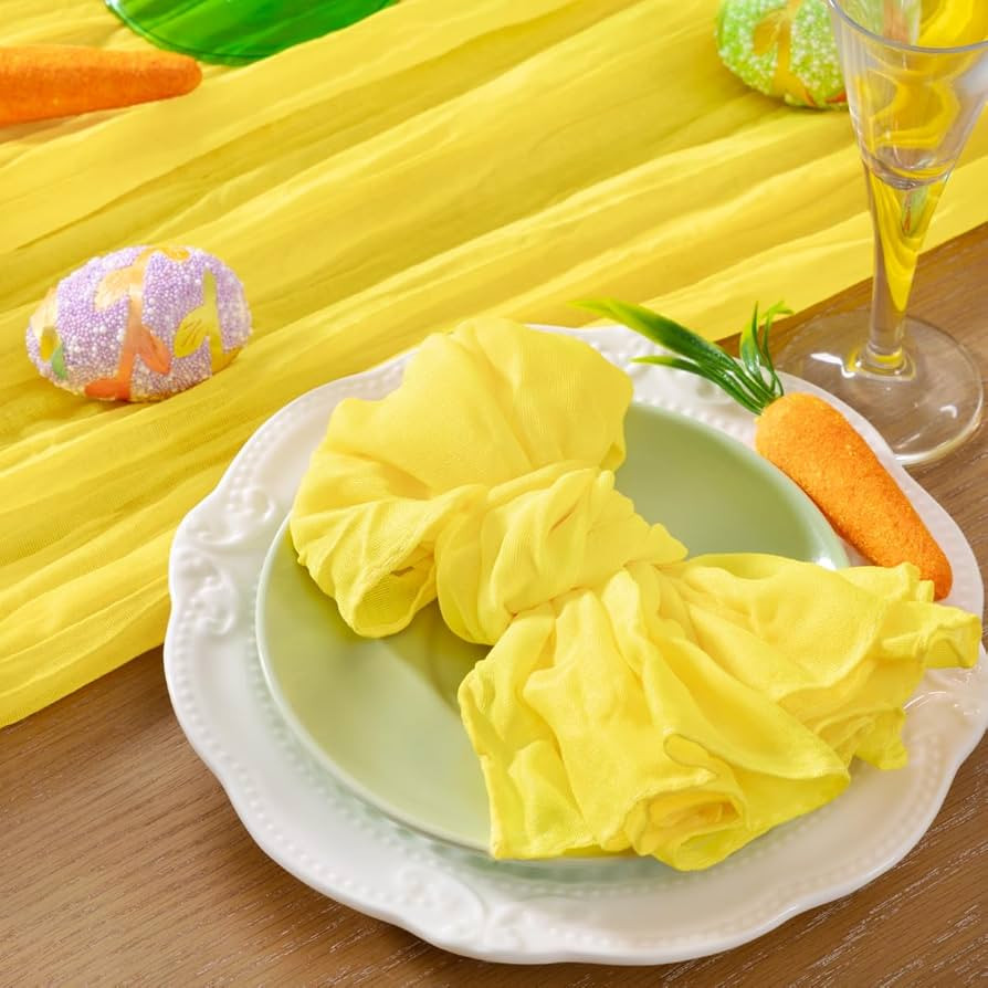 12 Pack Lemon Yellow Cheesecloth Napkins Washable Spring Easter Cloth Napkins Set of 12 Boho Cott... | Amazon (US)