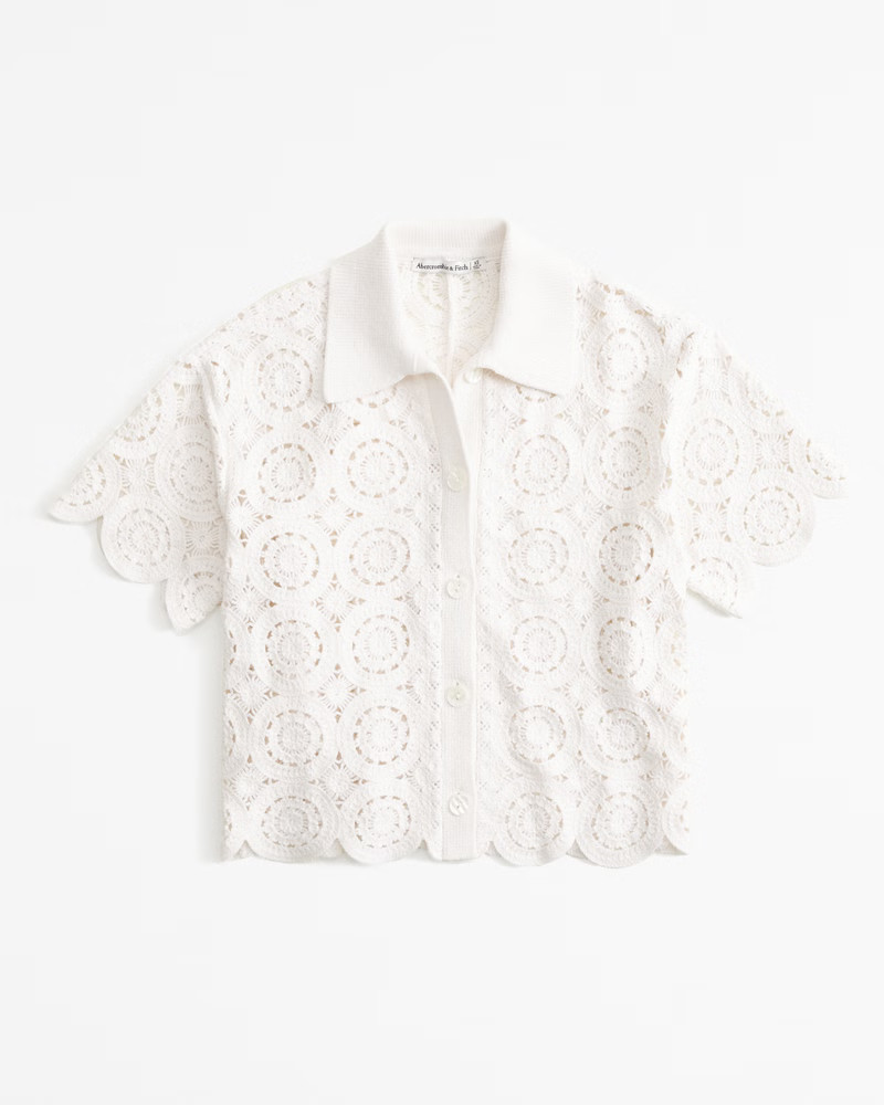 Crochet-Style Mosaic Tile Polo | Abercrombie & Fitch (US)