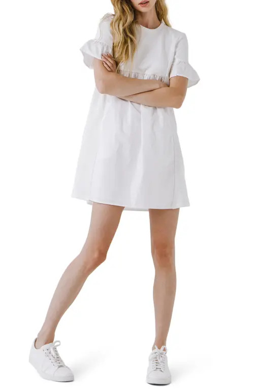 English Factory Solid Minidress in White at Nordstrom, Size Large | Nordstrom